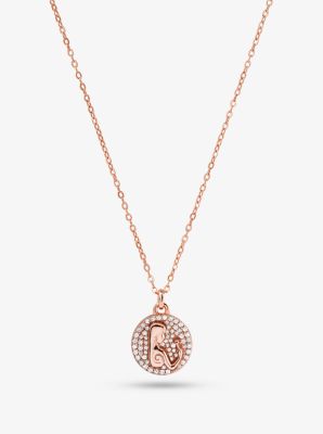 Collier signe de la Vierge en argent sterling plaqué or rose 14 carats et pierres pavées - OR ROSE(O