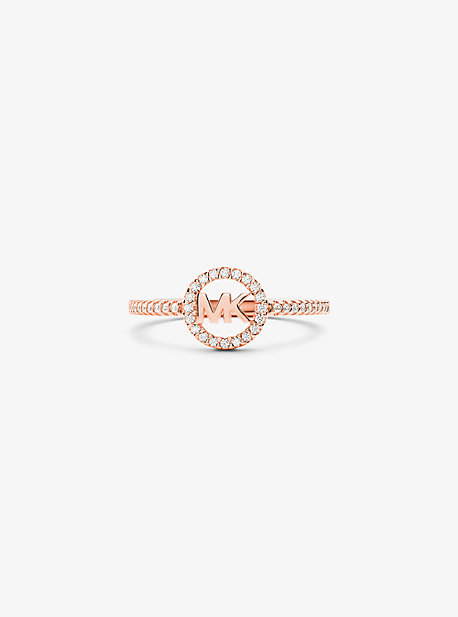 Bague à logo en argent sterling plaqué en métal précieux - OR ROSE(OR ROSE) - Michael Kors