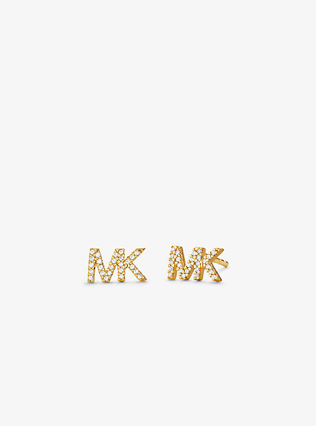 Clous doreille à logo sertis pavé en argent sterling plaqué en métal précieux - OR(OR) - Michael Kor