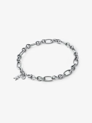 Bracelet à breloques basique à maillons en argent sterling plaqué en métal précieux - ARGENT(ARGENT)
