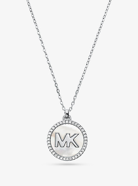 Collier à logo en argent sterling plaqué en métal précieux et nacre - ARGENT(ARGENT) - Michael Kors