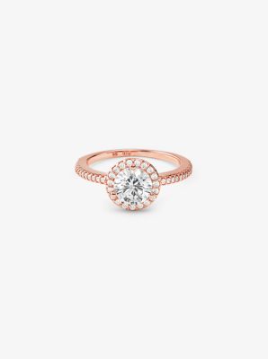 Precious Metal-Plated Sterling Silver Pavé Oversized Halo Ring