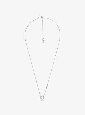 Sterling Silver Pavé Halo Necklace