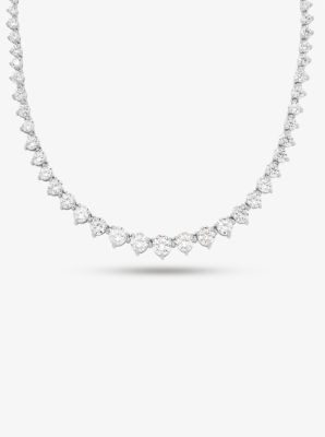 Shop Michael Kors Precious Metal-plated Sterling Silver Cubic Zirconia Necklace