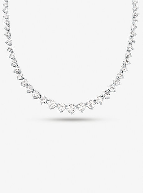 MK Sterling Silver Crystal Necklace - Silver - Michael Kors