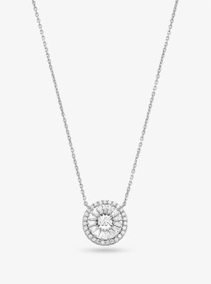 Michael Kors Baguette And Pave Pendant In Silver