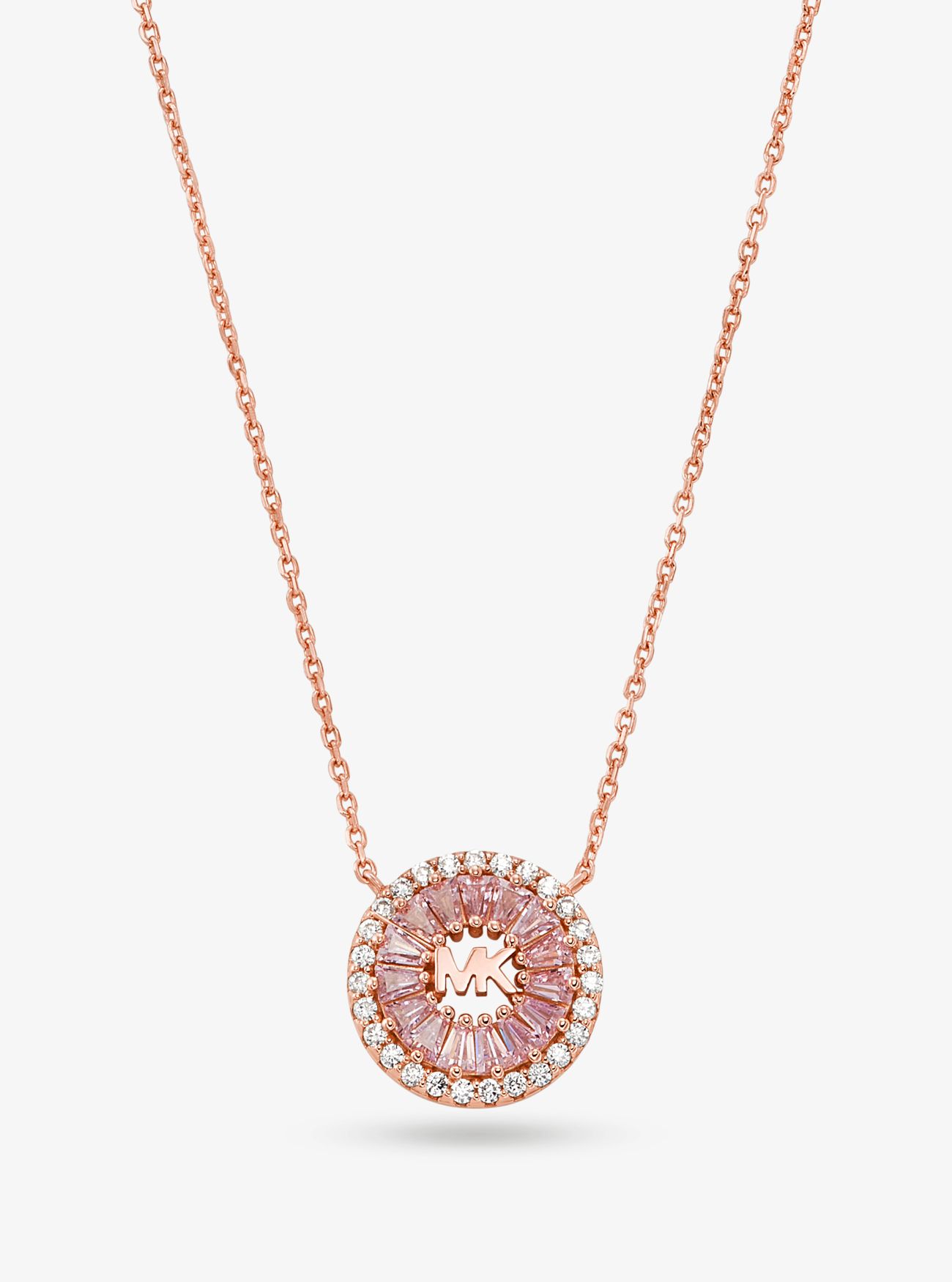 MK Precious Metal-Plated Sterling Silver Pavé Halo Necklace - Rose Gold - Michael Kors