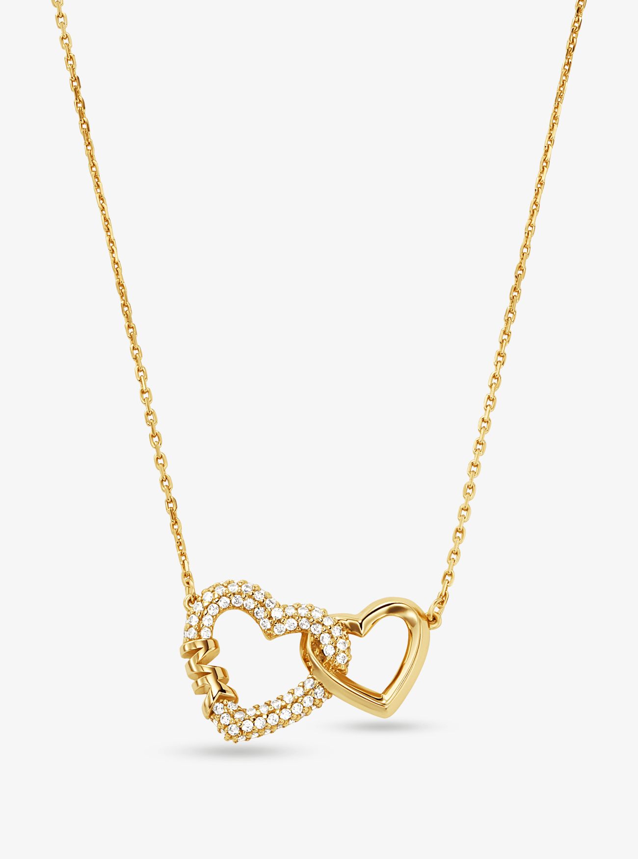 MK Precious Metal-Plated Sterling Silver Interlocking Hearts Necklace - Gold - Michael Kors