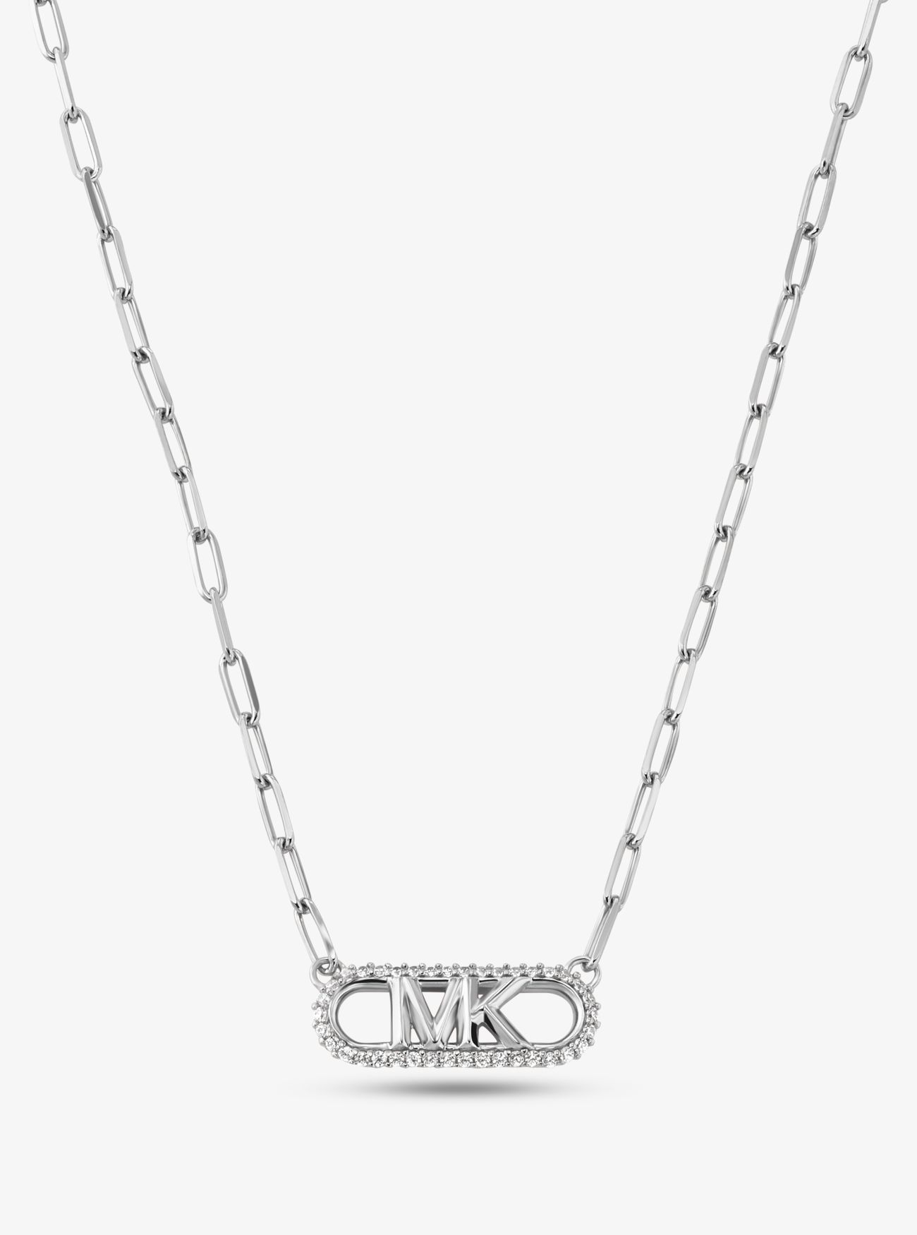 MK Precious Metal-Plated Sterling Silver Empire Logo Chain Link Necklace - Silver - Michael Kors