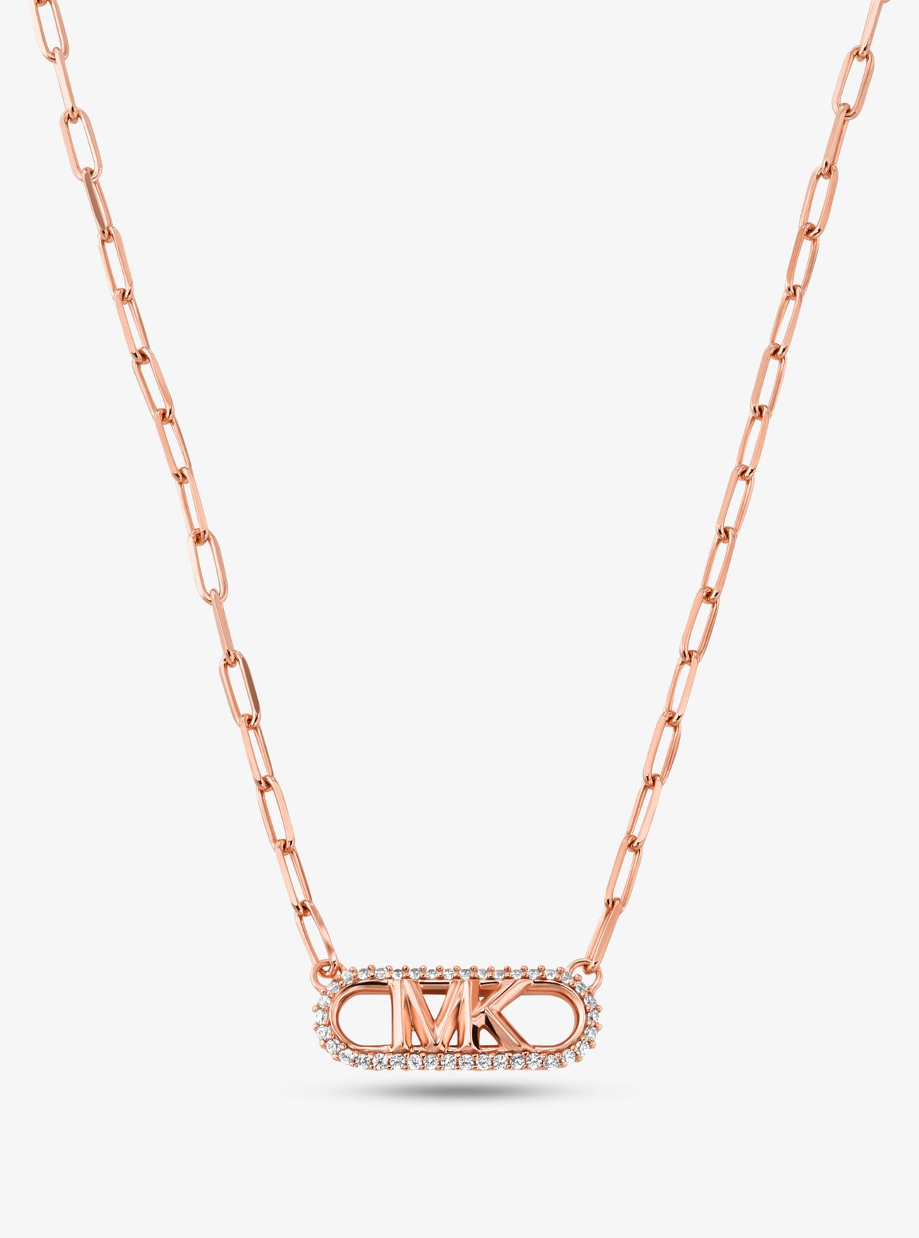 MKCollar de cadena de eslabones en plata de ley chapada en metal precioso con logotipo imperio - Dorado Rosa(Dorado Rosa) - Michael Kors