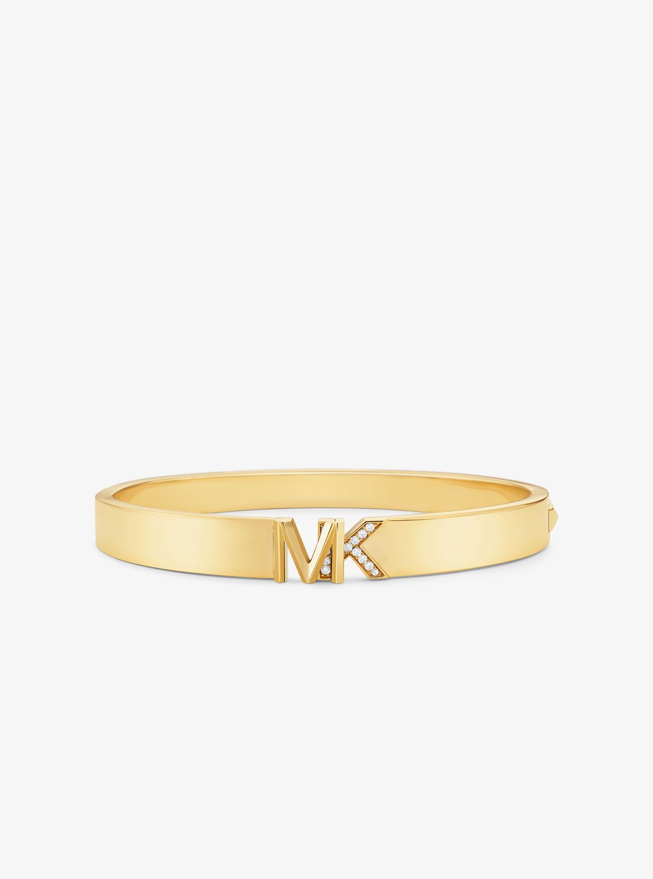 MK Precious Metal-Plated Brass Pavé Logo Bangle - Gold - Michael Kors