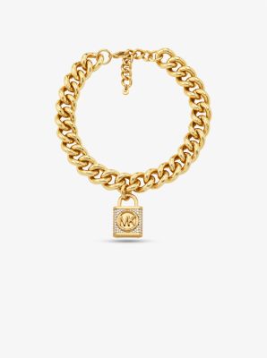 Michael Kors Hamilton Lock Necklace Large In Gold