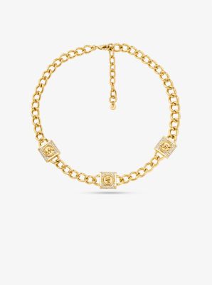 Michael Kors Hamilton Lock Station Necklace In Gold