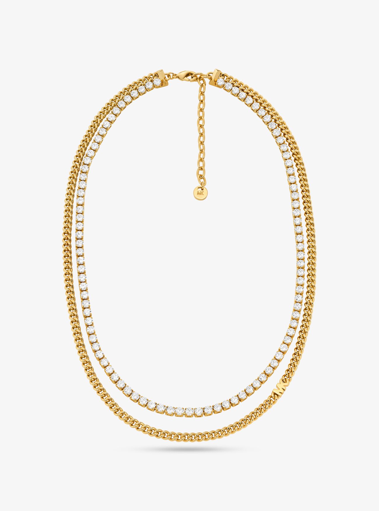 MK Precious Metal-Plated Brass Double Chain Tennis Necklace - Gold - Michael Kors