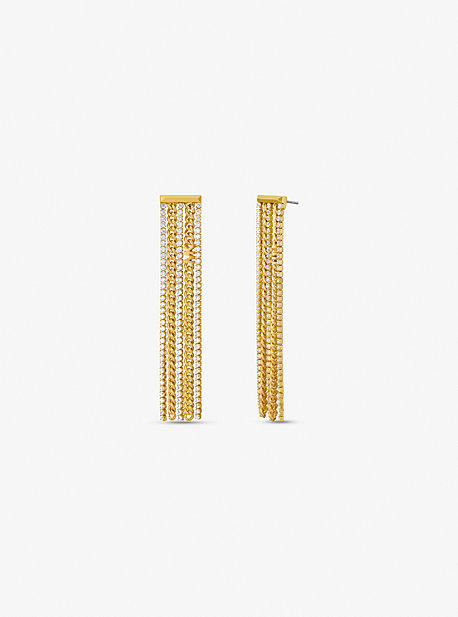 Michael Kors Precious Metal-plated Brass Pavé Chain Drop Earrings In Gold