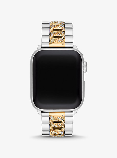 MK Bracelet à maillons gourmette bicolore serti pavé pour Apple Watch® - DEUX TONS(ARGENT) - Michael Kors