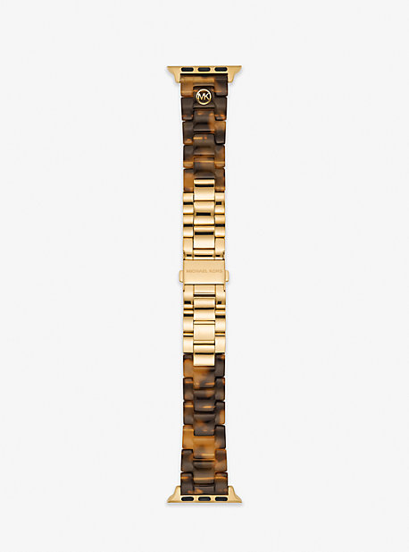 MK Gold-Tone and Tortoise Acetate Strap for Apple Watch - Gold - Michael Kors