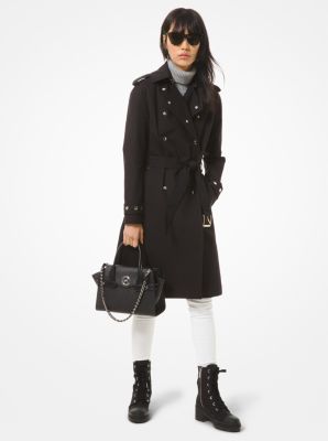 michael kors black trench coat with hood