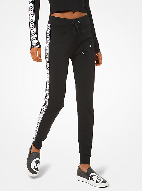 Pantalon de jogging en viscose avec bande à logos - NOIR/BLANC(NOIR) - Michael Kors