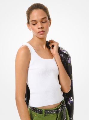Débardeur en viscose extensible côtelée - BLANC(BLANC) - Michael Kors