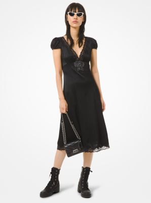 Robe en charmeuse travaillée - NOIR(NOIR) - Michael Kors