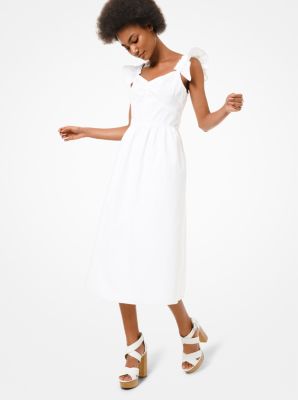 Robe en popeline de coton avec bord à volants - BLANC(BLANC) - Michael Kors