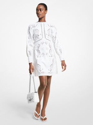 Michael Kors Floral Embroidered Hemp Mini Dress In | ModeSens