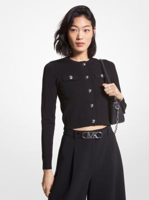 MK Stretch Knit Cropped Jacket - Black - Michael Kors product