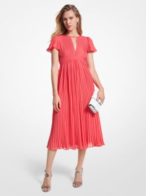 knee length dresses for ladies Michael Kors Zebra Georgette Midi Dress, Bone
