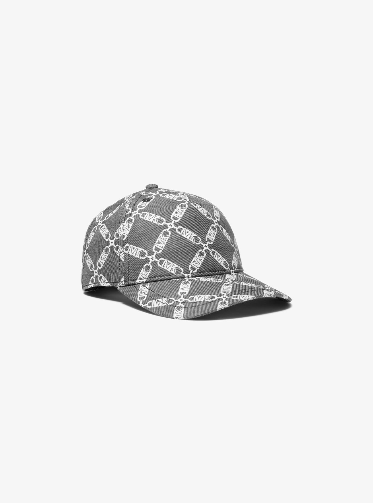 MK Empire Logo Jacquard Baseball Hat - Black/white - Michael Kors
