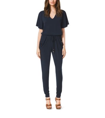 V-Neck Matte-Jersey Jumpsuit by Michael Kors