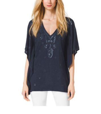 Embroidered Linen-Blend Tunic by Michael Kors