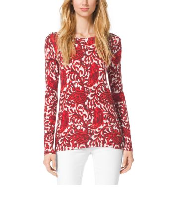 Paisley Cotton-Blend Sweater by Michael Kors