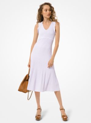 Robe à volants en viscose extensible côtelée - LAVENDER MIST - Michael Kors