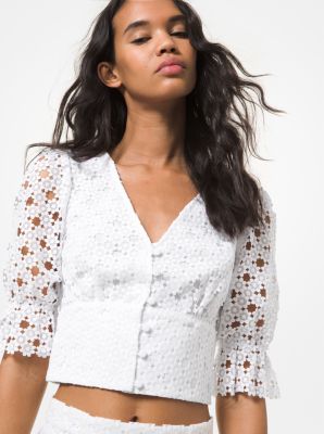 Kors Floral Lace Top In White | ModeSens