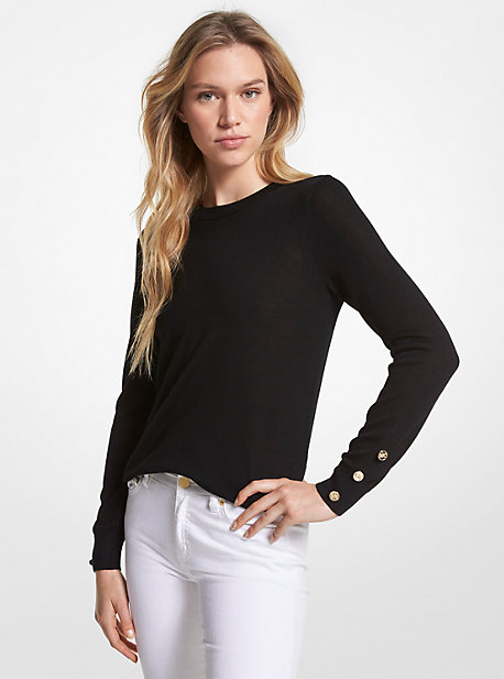 Shop Michael Kors Merino Wool Blend Sweater In Black