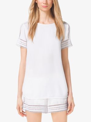 Perforated Crepe T-Shirt by Michael Kors