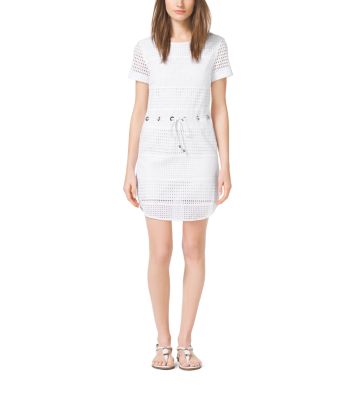 Grommet-Embellished Perforated Mini Dress by Michael Kors