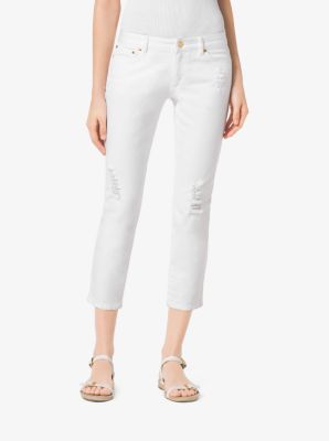 Distressed Cropped Jeans by Michael Kors
