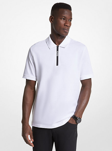 Michael Kors Cotton Half-zip Polo Shirt In White