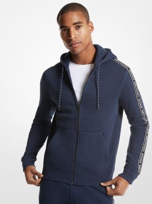 Logo Tape Cotton Blend Zip-Up Hoodie