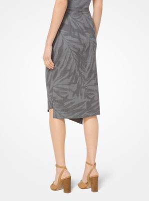 Palm Stretch-Wool Draped Skirt