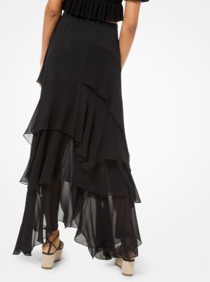 Washed Silk-Chiffon Scarf Skirt