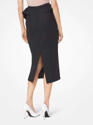 Satin and Wool Broadcloth Peplum Skirt