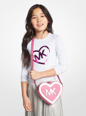 Logo Heart Faux Leather and Coated Canvas Kids Backpack