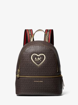 Logo Heart Coated Canvas Kids Backpack Michael Kors