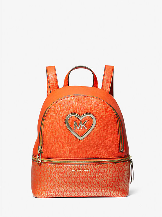 Logo Heart Faux Leather and Coated Canvas Kids Backpack image number 0
