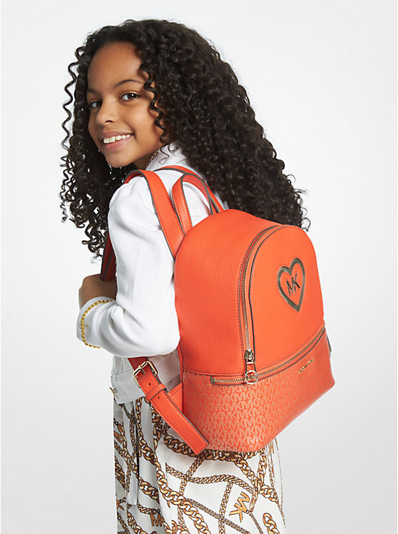 Logo Heart Faux Leather and Coated Canvas Kids Backpack image number 3
