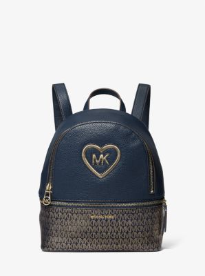 Logo Heart Faux Leather and Coated Canvas Kids Backpack | Michael