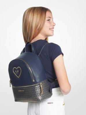 Logo Heart Faux Leather and Coated Canvas Kids Backpack